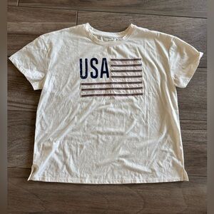 Maurices Women’s USA Graphic Flag Tee - Cream/beige. Women’s Medium. NWT